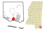 Jackson County Mississippi Incorporated and Unincorporated areas Gautier Highlighted